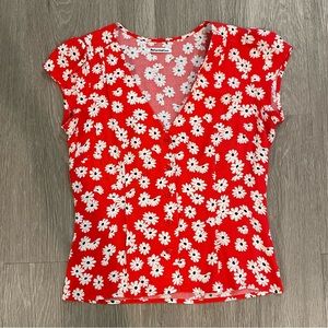 Reformation Floral Red Button Up Blouse Size 2 - fits like S or 2/4